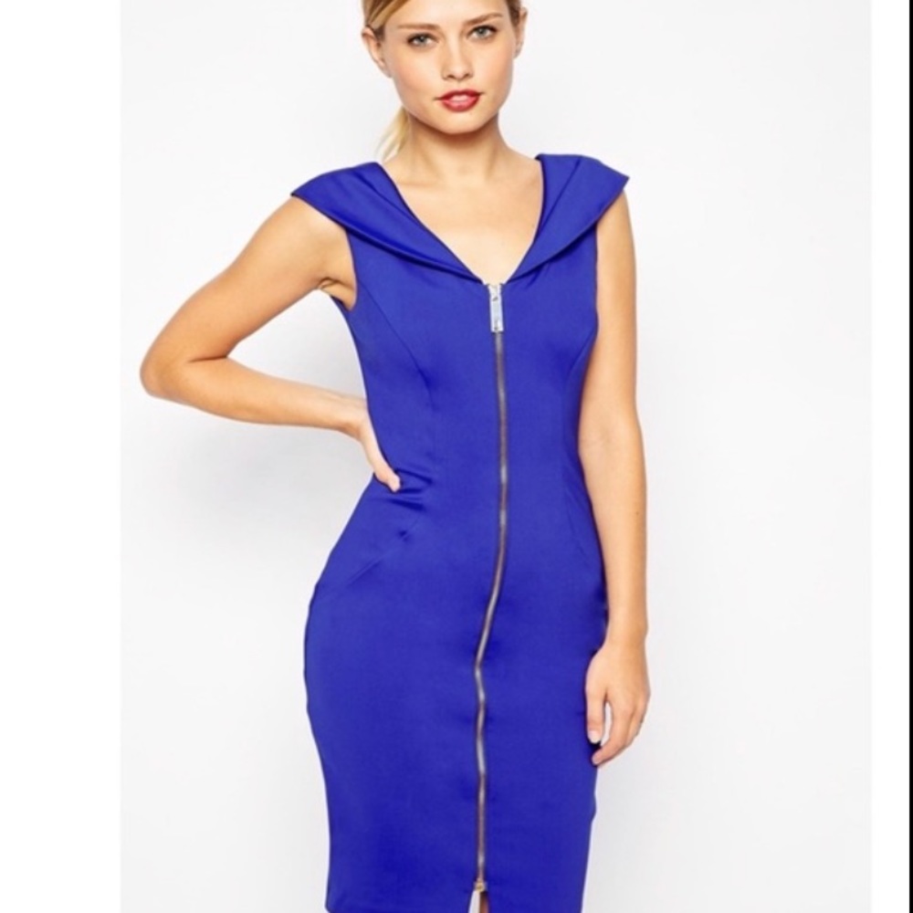 TED BAKER,RAVANA COBALT ZIPPER DRESS SZ 6 US TED  2